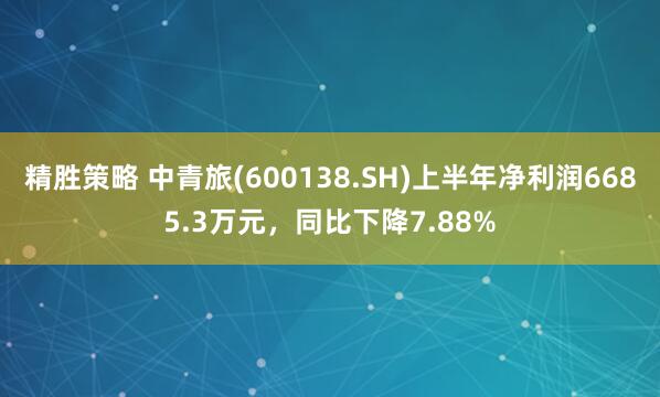 精胜策略 中青旅(600138.SH)上半年净利润6685.3万元，同比下降7.88%